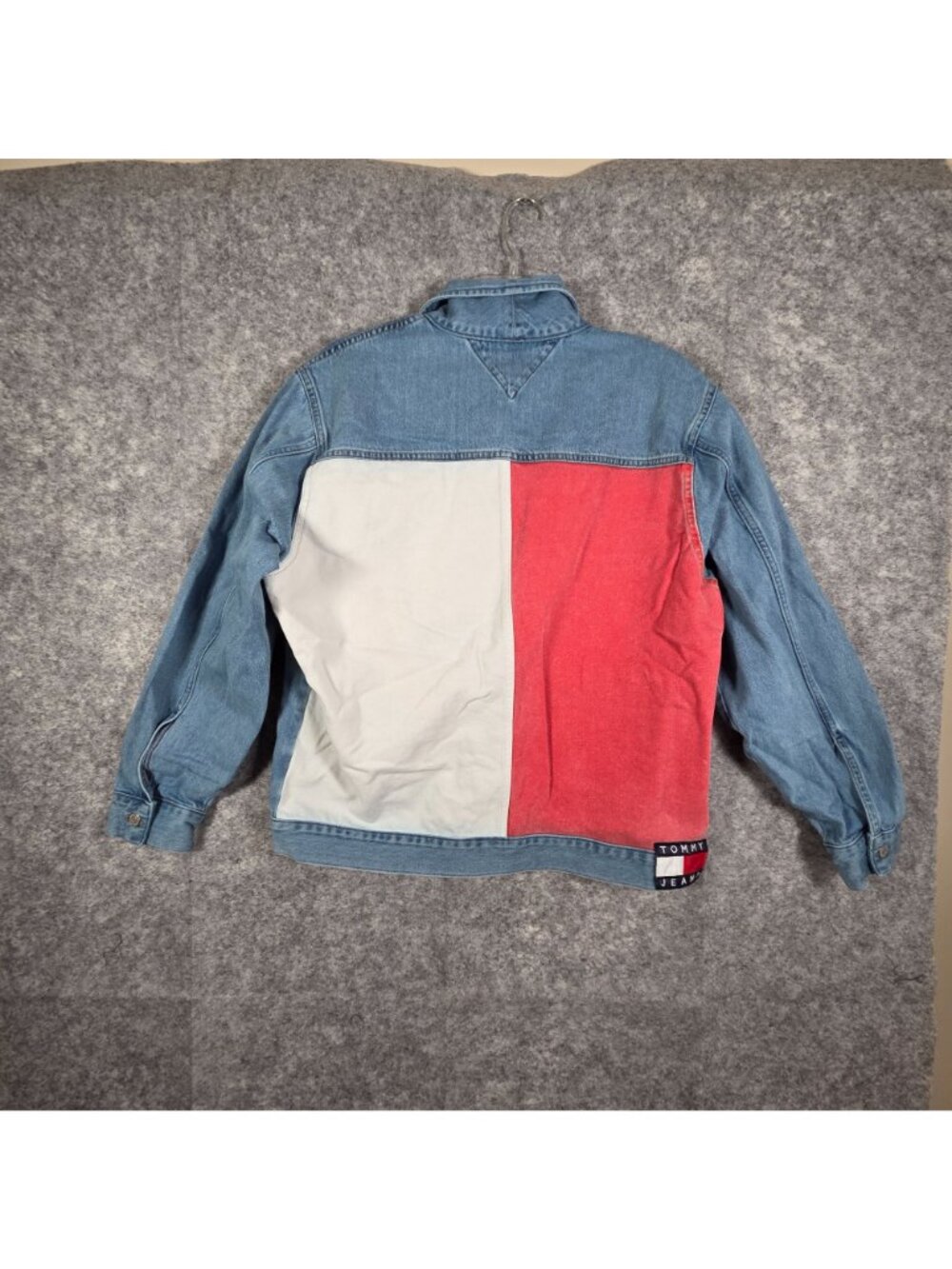 Tommy Hilfiger Jeans Women's Button Up Trucker Denim Jacket Blue  L Colorblock - Picture 6 of 9